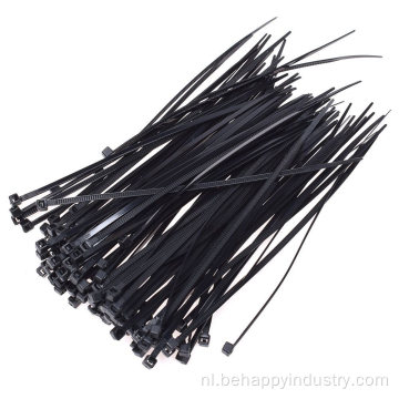 Plastic zip stropdassen Zelf vergrendelde zwarte kabelbindingen